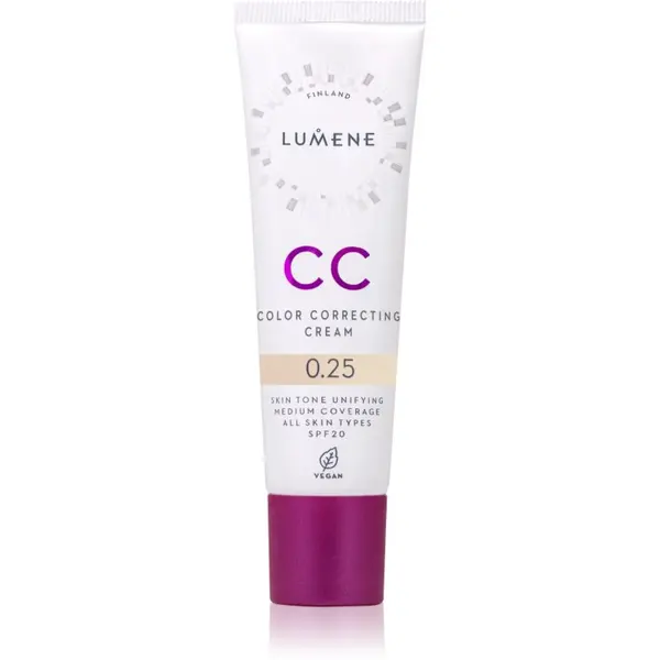 Lumene Lumene CC Color Correcting Cream CC krema za poenoten ten kože SPF 20 odtenek 0.25 (Neutral) 30 ml
