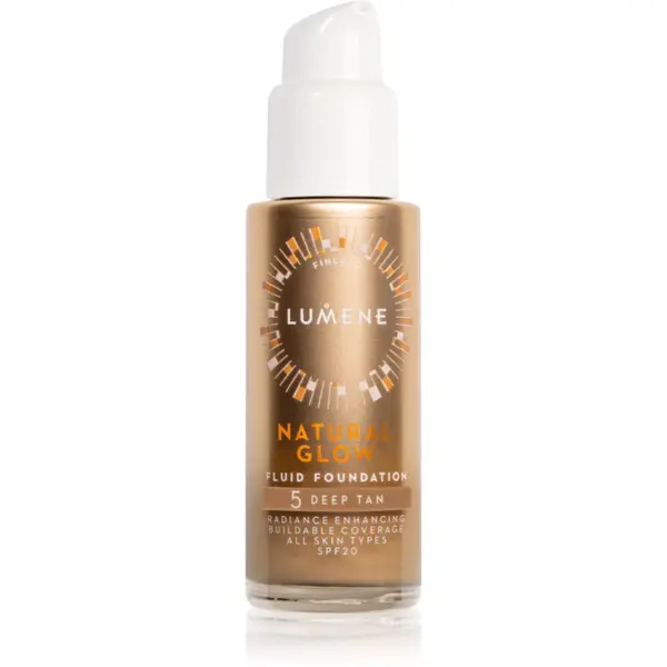 Lumene Lumene Natural Glow posvetlitveni tekoči puder za naraven videz SPF 20 odtenek 5 Deep Tan (Warm) 30 ml