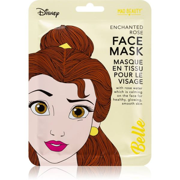 Mad Beauty Mad Beauty Disney Princess Belle pomirjevalna tekstilna maska z izvlečki divje vrtnice 25 ml