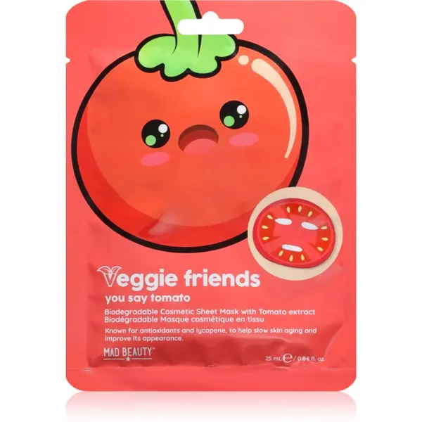 Mad Beauty Mad Beauty Veggie Friends Tomato maska iz platna z antioksidacijskim učinkom 25 ml