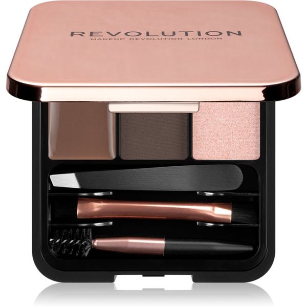 Makeup Revolution Makeup Revolution Brow Sculpt Kit set za popolne obrvi odtenek Dark 2.2 g