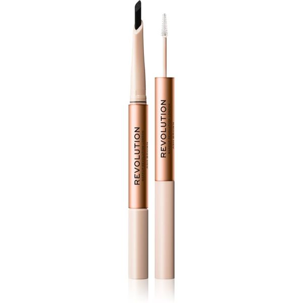 Makeup Revolution Makeup Revolution Fluffy Brow Filter Duo obojestranski svinčnik za obrvi za fiksacijo in obliko odtenek Ash Brown 0.12 g