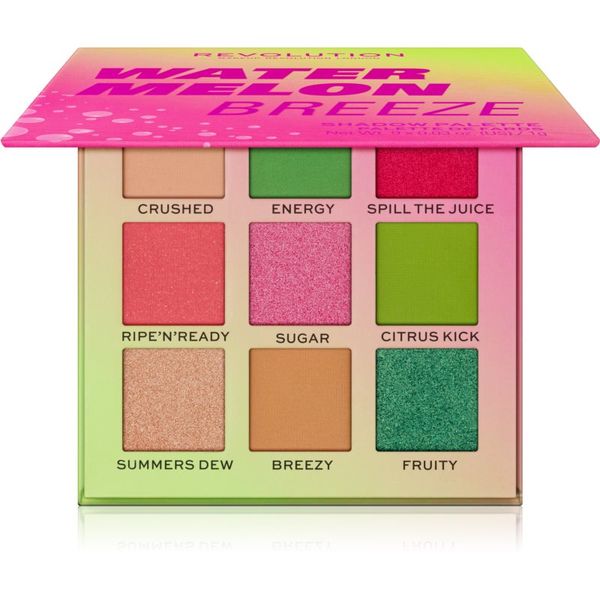 Makeup Revolution Makeup Revolution Hot Shot Watermelon paleta senčil za oči odtenek Breeze 9 g