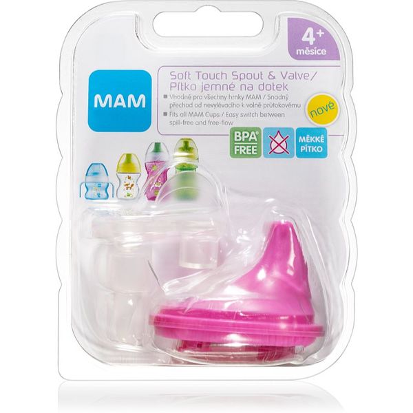 MAM MAM Baby Bottles Soft Touch Spout & Valve set za otroke Pink 4m+ 2 kos