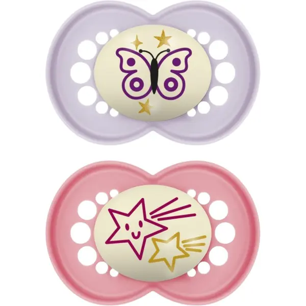 MAM MAM Original Night 16m+ duda Pink/ Purple 2 kos