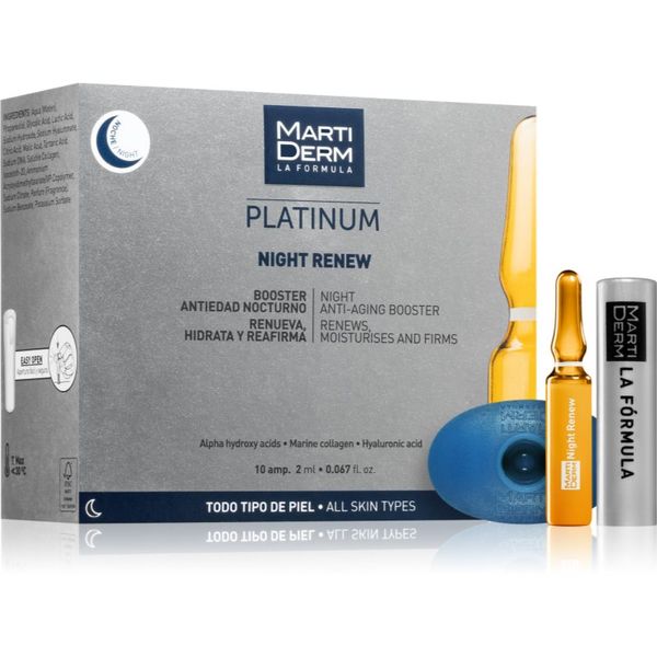 Martiderm MartiDerm Platinum Night Renew eksfoliacijski piling serum v ampulah 10x2 ml