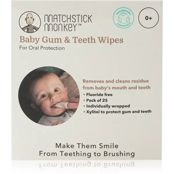 Matchstick Monkey Matchstick Monkey Baby Gum & Teeth Wipes 0 m+ čistilni robčki za zobe, jezik in dlesni 1 kos