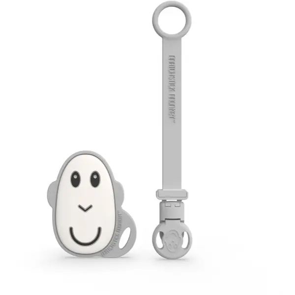 Matchstick Monkey Matchstick Monkey Flat Face Teether & Soother Clip darilni set za otroke Grey