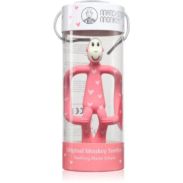 Matchstick Monkey Matchstick Monkey Teething Toy and Gel Applicator grizalo s krtačko 2v1 Hearts Pink 1 kos