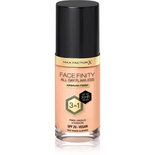 Max Factor Max Factor Facefinity All Day Flawless dolgoobstojen tekoči puder SPF 20 odtenek 45 Warm Almond 30 ml