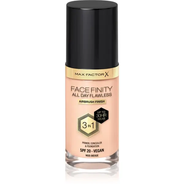 Max Factor Max Factor Facefinity All Day Flawless dolgoobstojen tekoči puder SPF 20 odtenek 55 Beige 30 ml