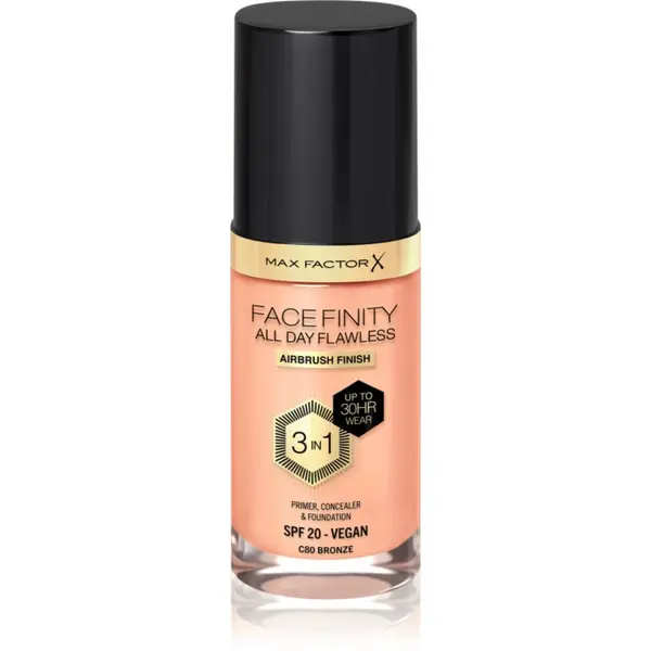 Max Factor Max Factor Facefinity All Day Flawless dolgoobstojen tekoči puder SPF 20 odtenek 80 Bronze/ C80 Bronze 30 ml