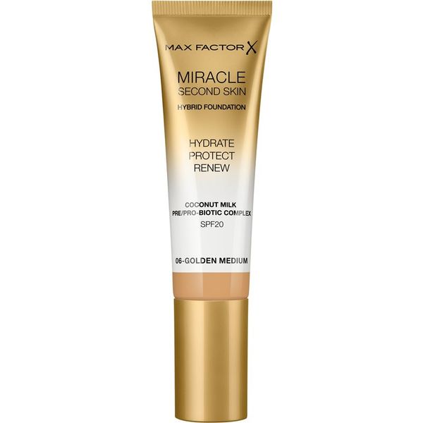 Max Factor Max Factor Miracle Second Skin vlažilni kremasti tekoči puder SPF 20 odtenek 06 Golden Medium 30 ml