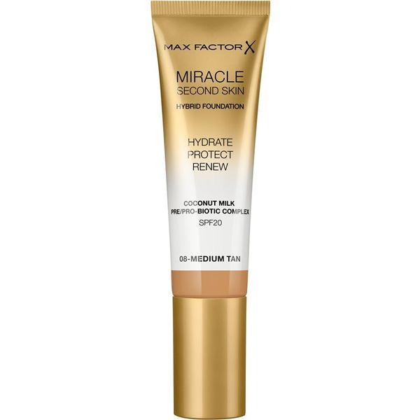 Max Factor Max Factor Miracle Second Skin vlažilni kremasti tekoči puder SPF 20 odtenek 08 Medium Tan 30 ml