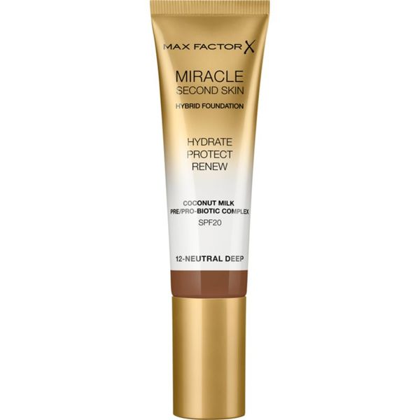 Max Factor Max Factor Miracle Second Skin vlažilni kremasti tekoči puder SPF 20 odtenek 12 Neutral Deep 30 ml