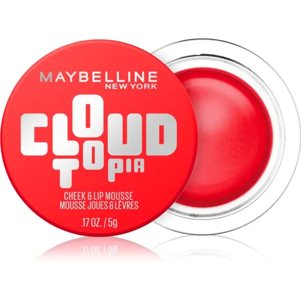 MAYBELLINE NEW YORK MAYBELLINE NEW YORK CloudTopia mat kremasto rdečilo za ustnice in lica odtenek 03 Divine Crimson 5 g