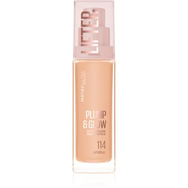MAYBELLINE NEW YORK MAYBELLINE NEW YORK Lifter Plump & Glow posvetlitveni tekoči puder za naraven videz odtenek 114 30 ml