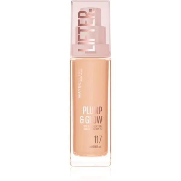 MAYBELLINE NEW YORK MAYBELLINE NEW YORK Lifter Plump & Glow posvetlitveni tekoči puder za naraven videz odtenek 117 30 ml