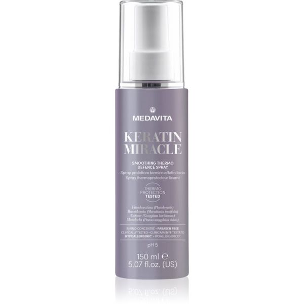 Medavita Medavita Keratin Miracle Smoothing Thermo Defence Spray pršilo za zaščito las med toplotnim oblikovanjem z likalnikom ali kodralnikom za lase 150 ml