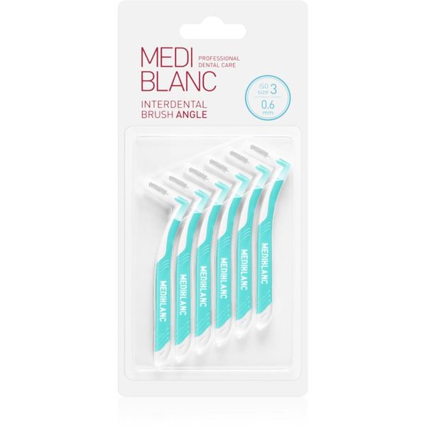 MEDIBLANC MEDIBLANC Interdental Pick-brush Angle medzobna ščetka 6 ks 0,6 mm Blue 6 kos