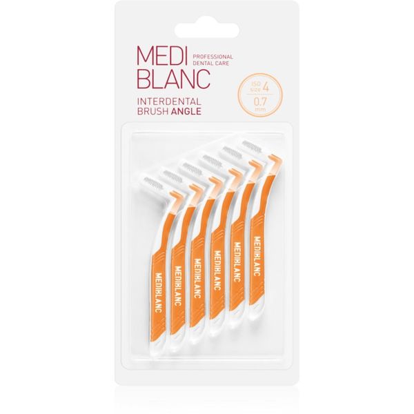 MEDIBLANC MEDIBLANC Interdental Pick-brush Angle medzobna ščetka 6 ks 0,7 mm Yellow 6 kos