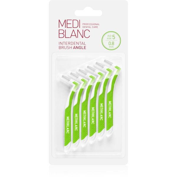 MEDIBLANC MEDIBLANC Interdental Pick-brush Angle medzobna ščetka 6 ks 0,8 mm Green 6 kos