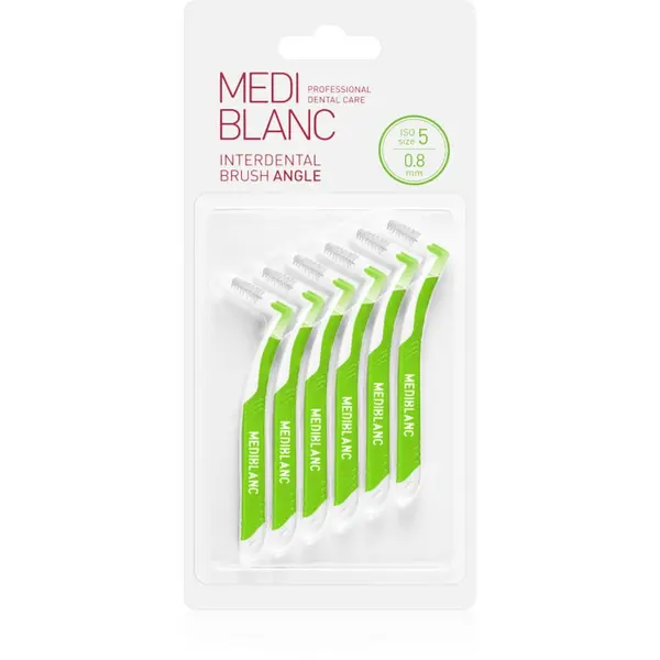 MEDIBLANC MEDIBLANC Interdental Pick-brush Angle medzobna ščetka 6 ks 0,8 mm Green 6 kos