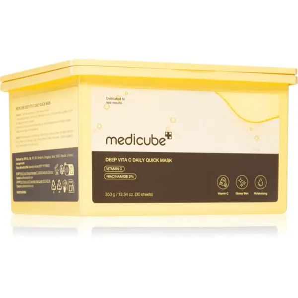 Medicube Medicube Deep Vita C Daily Quick Mask vlažilna tekstilna maska za poenotenje tona kože veliko pakiranje 30 kos