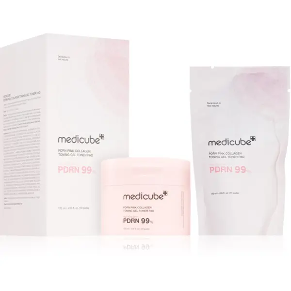 Medicube Medicube PDRN Pink Collagen Toning Gel Toner Pad tonizirajoče blazinice za posvetlitev in zgladitev kože 70 kos