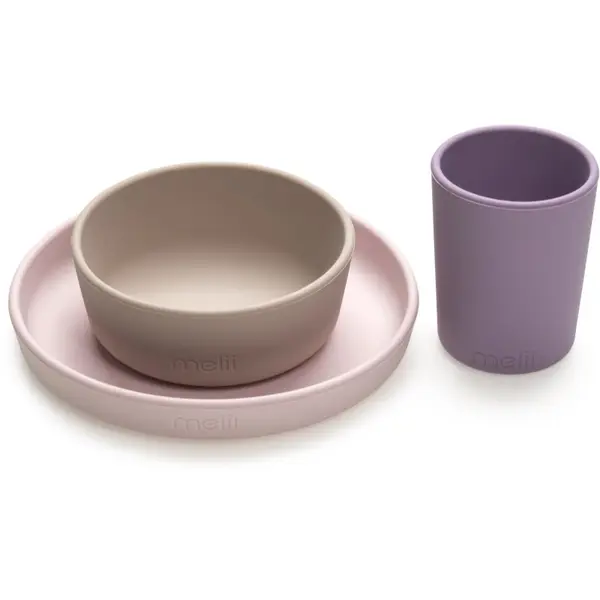 Melii Melii Feeding Set jedilni set Pink, Purple, Grey 3 kos