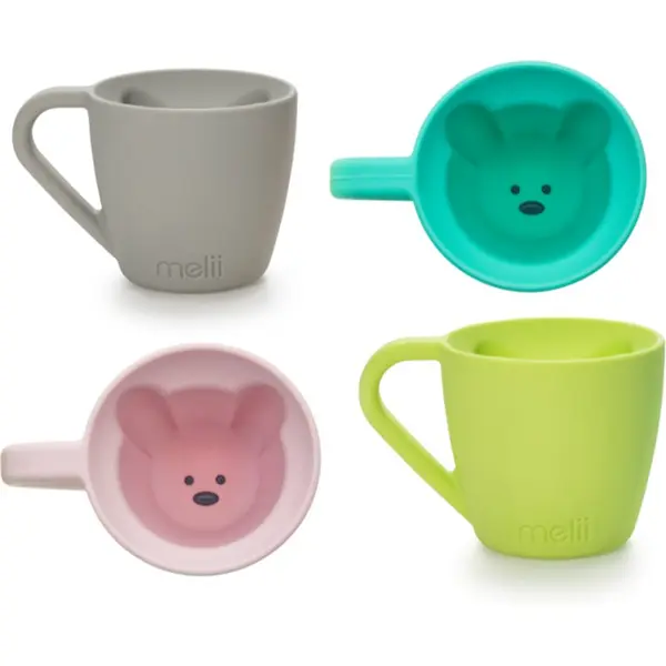 Melii Melii Silicone Bear Mug skodelica Pink & Purple 2x145 ml