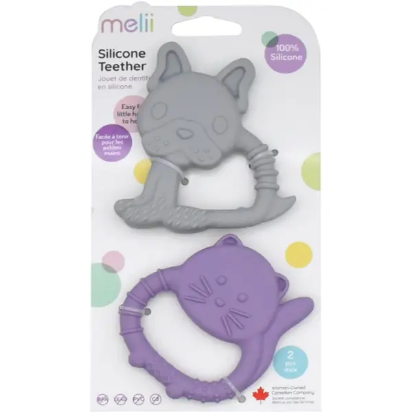 Melii Melii Teethers grizalo Bulldog & Cat 2 kos