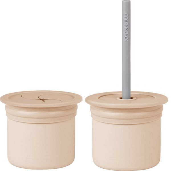 Minikoioi Minikoioi Sip+Snack Set jedilni set za otroke Bubble Beige / Powder Grey 1 kos