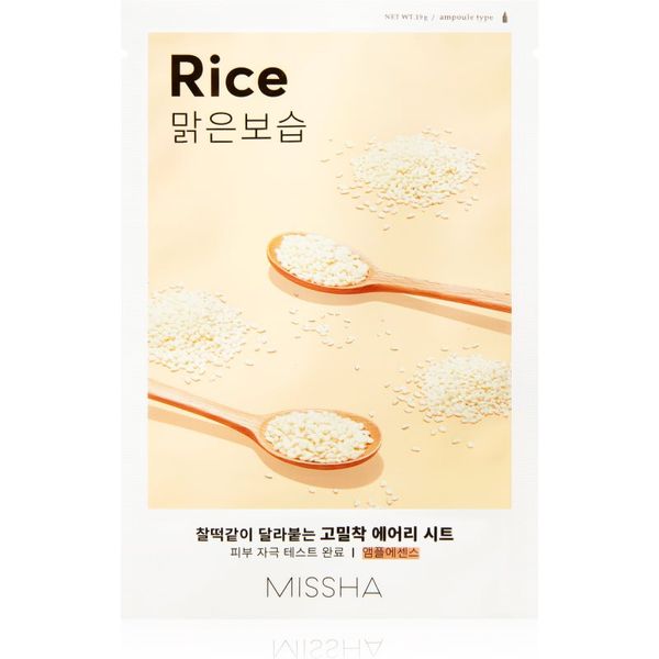 Missha Missha Airy Fit Rice maska iz platna s čistilnim in osvežilnim učinkom 19 g