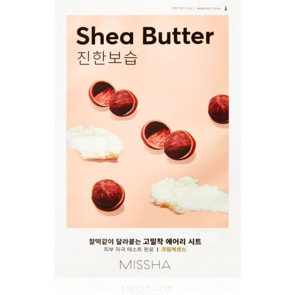 Missha Missha Airy Fit Shea Butter maska iz platna z visokim vlažilnim in hranilnim učinkom 19 g