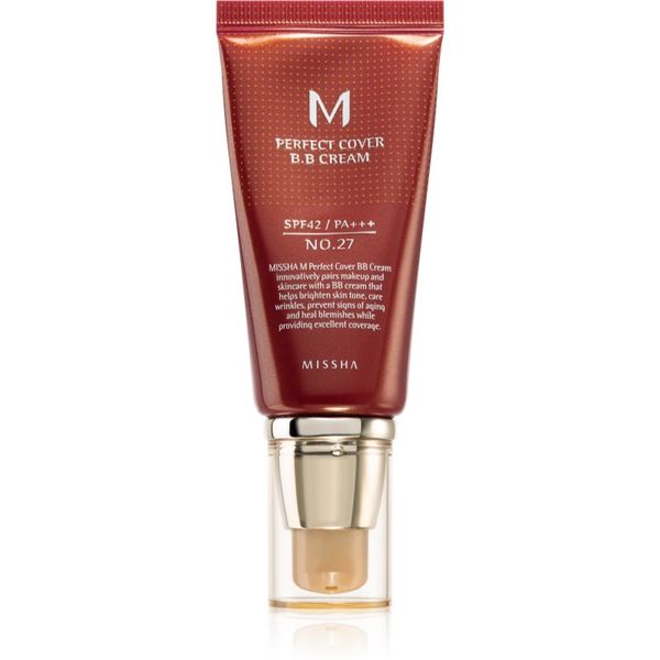 Missha Missha M Perfect Cover BB krema z visoko UV zaščito odtenek No. 27 Honey Beige SPF42/PA+++ 50 ml