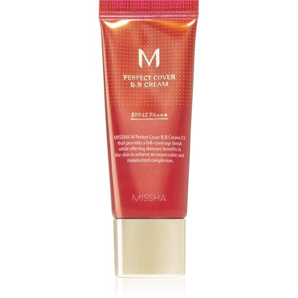 Missha Missha M Perfect Cover BB krema z zelo visoko UV zaščito majhno pakiranje odtenek No. 13 Bright Beige SPF 42/PA+++ 20 ml