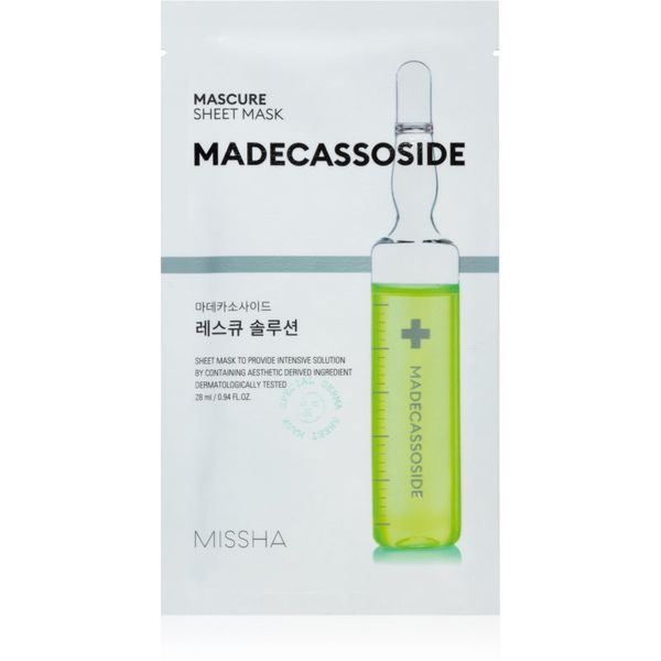 Missha Missha Mascure Madecassoside negovalna maska iz platna za občutljivo in razdraženo kožo 28 ml