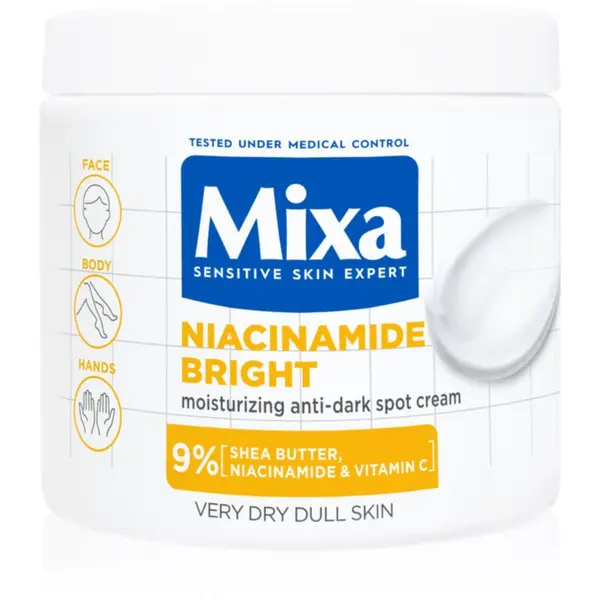 MIXA Mixa Niacinamide Bright krema za telo za osvetljevanje kože in hidratacijo 400 ml