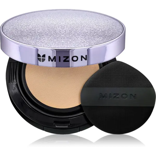Mizon Mizon Vegan Collagen Cushion SPF38 PA++ dolgoobstojni tekoči puder v gobici z visoko UV zaščito odtenek #21 Light Beige 2x15 g