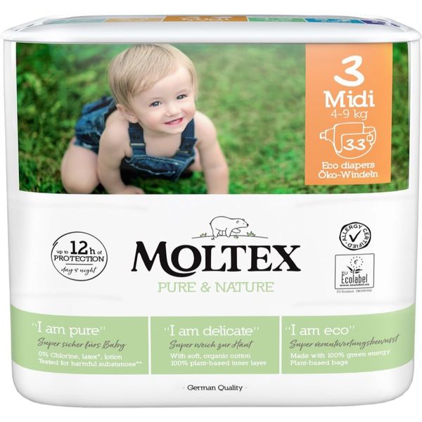 Moltex Moltex Pure & Nature Midi Size 3 ekološke plenice za enkratno uporabo 4-9 kg 33 kos
