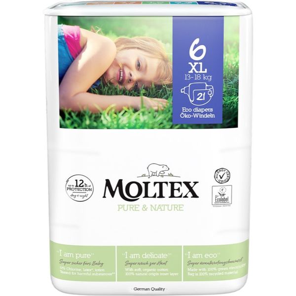 Moltex Moltex Pure & Nature XL Size 6 ekološke plenice za enkratno uporabo 13-18 kg 21 kos
