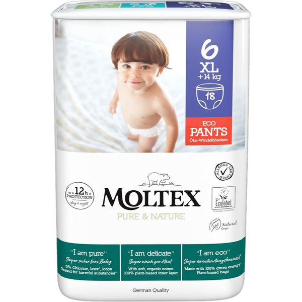 Moltex Moltex Pure & Nature XL Size 6 hlačne plenice za enkratno uporabo 14+ kg 18 kos