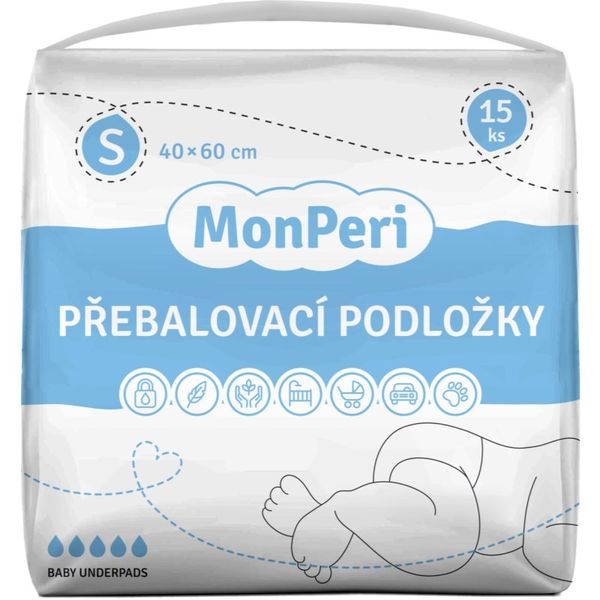 MonPeri MonPeri Baby Underpads Size S previjalne podloge za enkratno uporabo 40x60 cm 15 kos