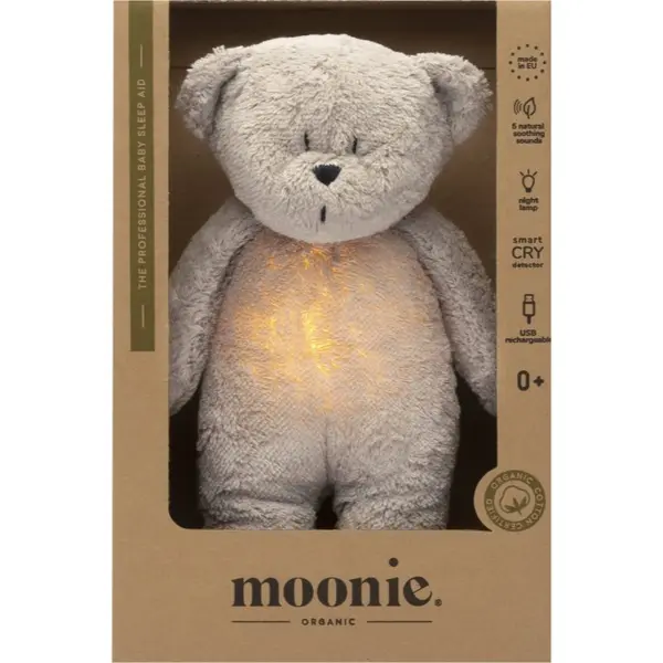 Moonie Moonie Bear 2.0 Organic Grey ninica z melodijo 1 kos