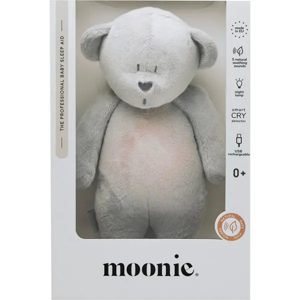 Moonie Moonie Bear 2.0 Organic Silver ninica z melodijo 1 kos