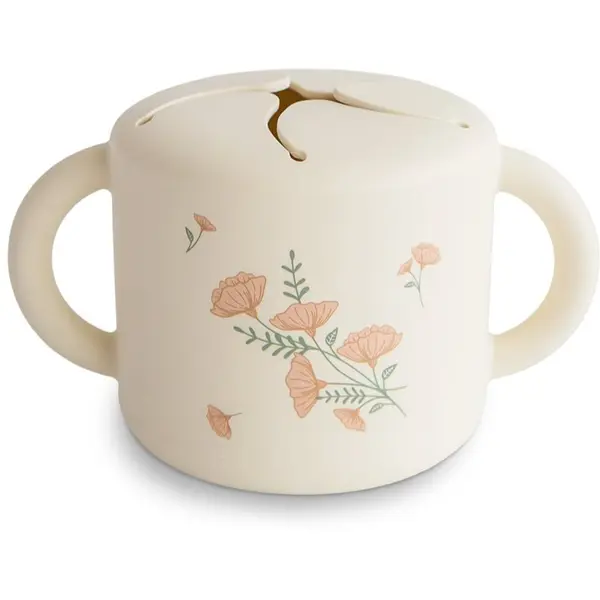Mushie Mushie Baby Snack Cup skodelica za malico Pink Flowers 1 kos