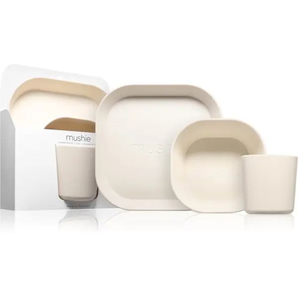 Mushie Mushie Dinnerware Set jedilni set za otroke 6m+ Ivory 3 kos
