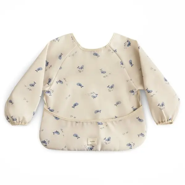 Mushie Mushie Long Sleeve Bib slinček Whales 6-24m 1 kos
