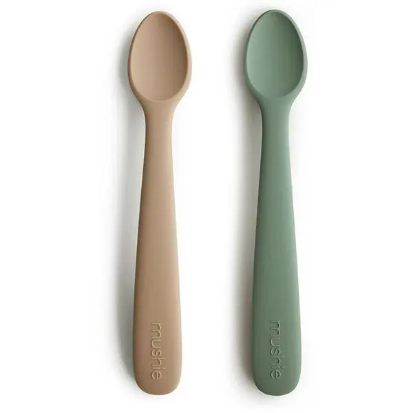 Mushie Mushie Silicone Feeding Spoons žlička Dried Thyme/Natural 2 kos